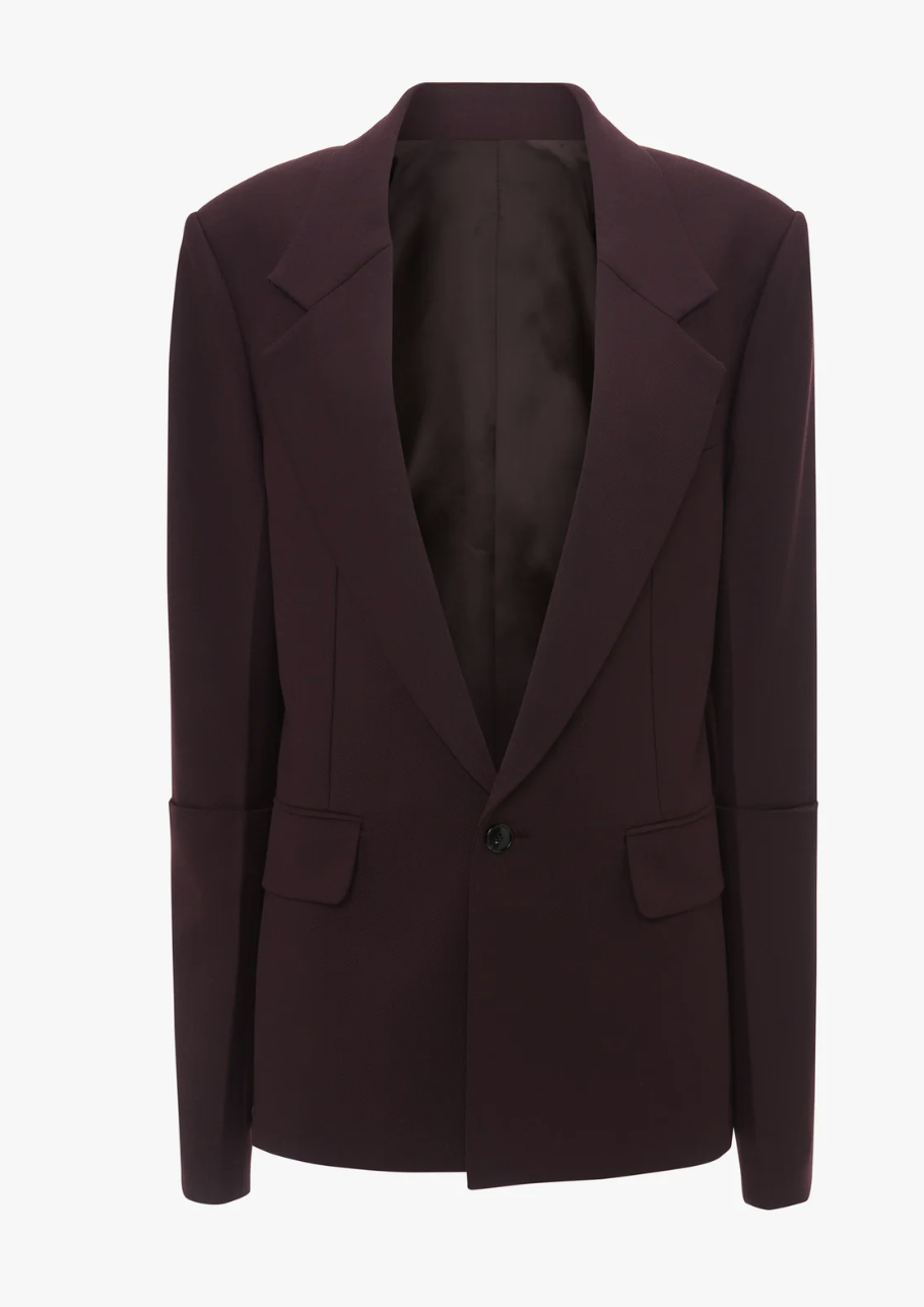 Victoria Beckham Sleeve Detail Patch Pocket Jacket in Deep